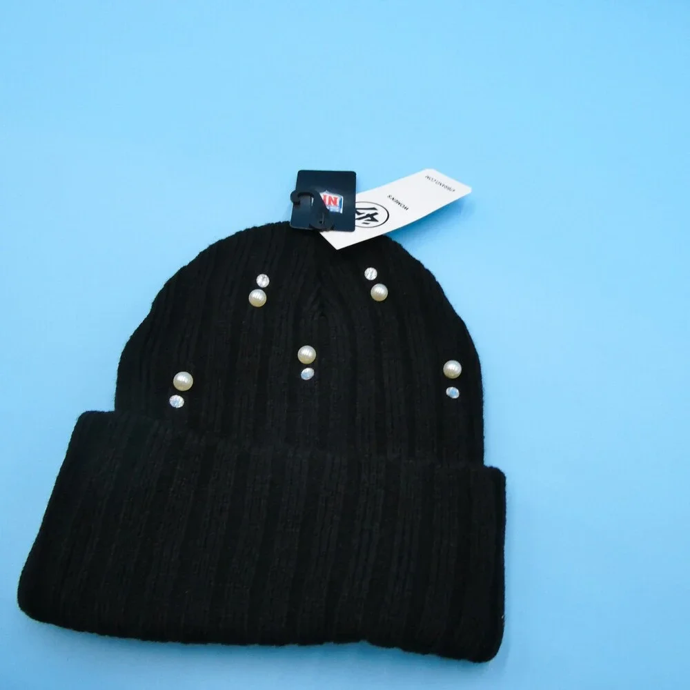 '47 Brand New York Giants Winter Hat Womens Black Ribbed‎ Bling Acrylic Beanie